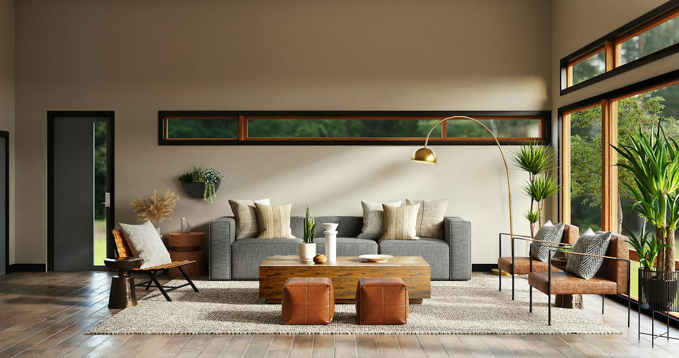Soft living room with layered seating